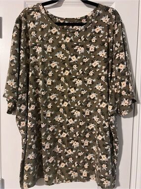 Olive Green Floral Tee